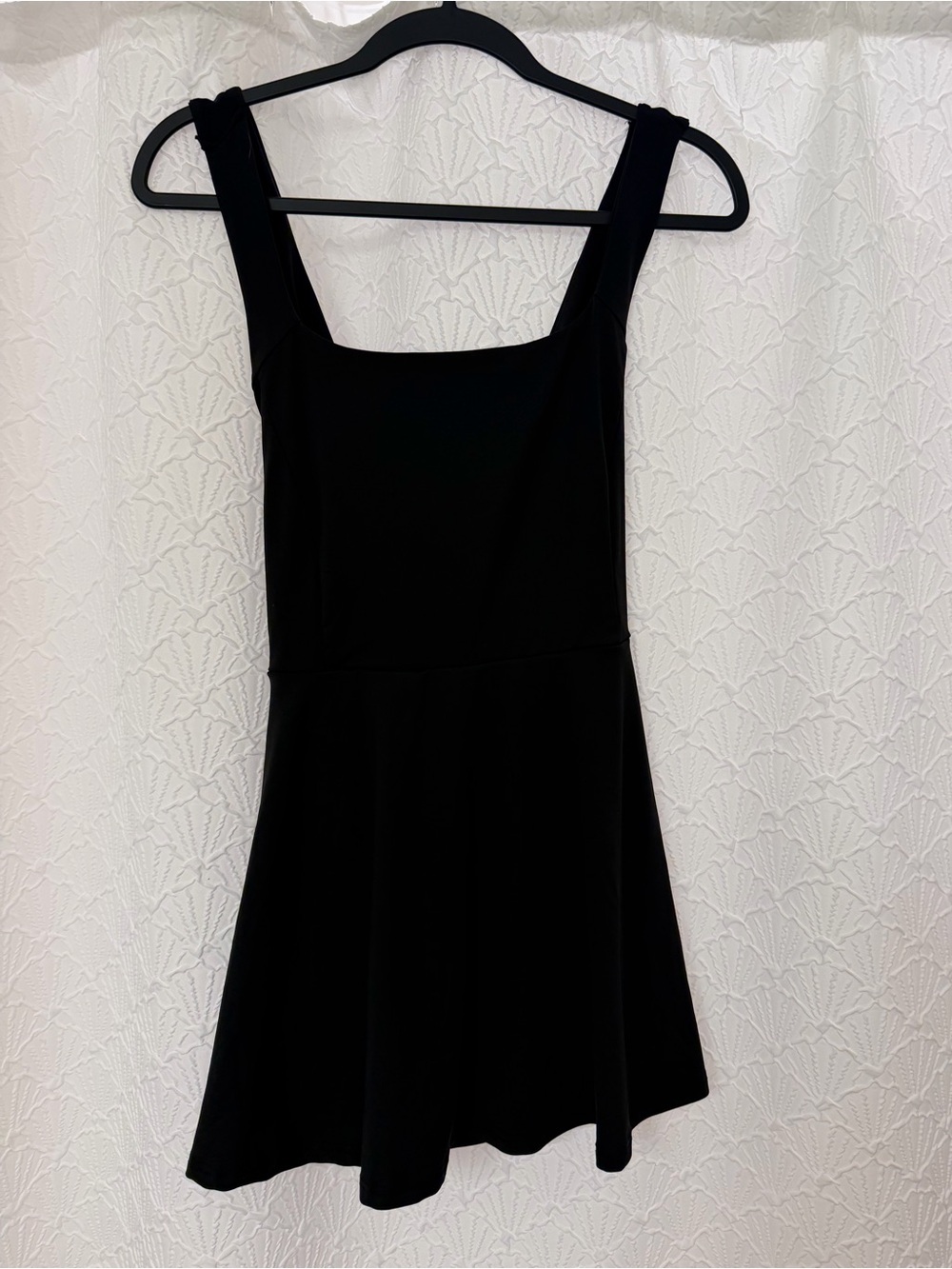 SHEIN Black Square Neck Mini Skater Dress